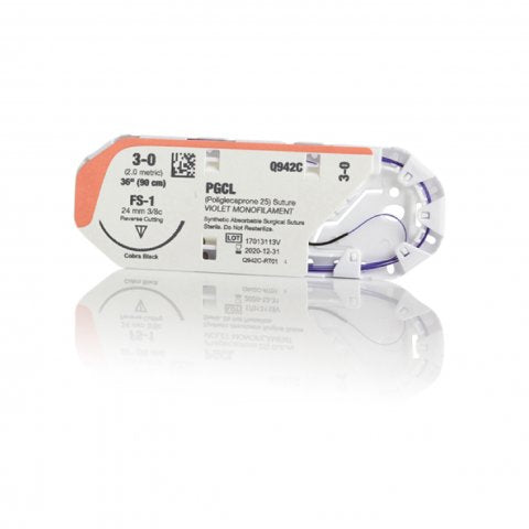 Suture - 4-0 Monofilament, PGCL FS-2 (C6) 3/8 Reverse Cutting (19mm)